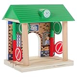 Wooden Railway Station, Wooden Railway Toy Train Set Wooden Train Track Railway Building Scene Layout...