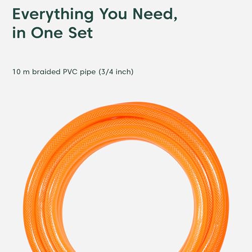 Image of Kyari Garden Hose Pipe Braided 10 Meter 3 /4 Inch Without Clamps - Heavy-Duty Flexible PVC Water Pipe for Home Garden, Plants, Car Wash, Cooler Filling, Balcony & Outdoor Use