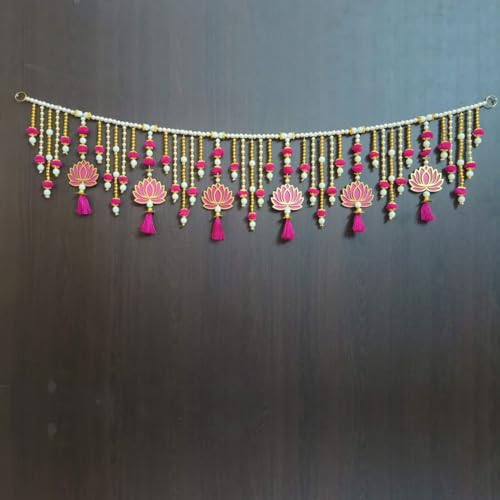 Image of CREYENTES 4 Feet (48 Inch) Toran For Door,Pink Lotus Style Toran, Bandanwar, Wall Hanging For Main Entrance,Door, Stylish & Handmade.