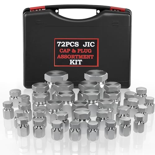 Cesilili 72Pcs JIC Plug and Cap Kit, Carbon Steel Hydraulic Plug Kit 4-16