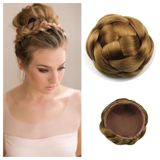 Ayina Large Size Scrunchie Synthetic Hair Chignon Bun Donut Straight Updo Braided Hairpieces Clip in Hair Bun Wedding Extensions for Afro Black Women (#2005 Light Ash Brown)