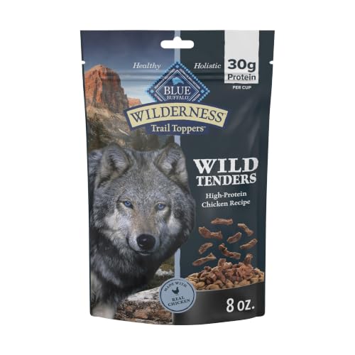 Image of Blue Buffalo Wilderness Trail Toppers Wild Tenders, 30g High Protein Natural Dog Food Topper, High Protein Chicken Recipe, 8 oz. Pouch