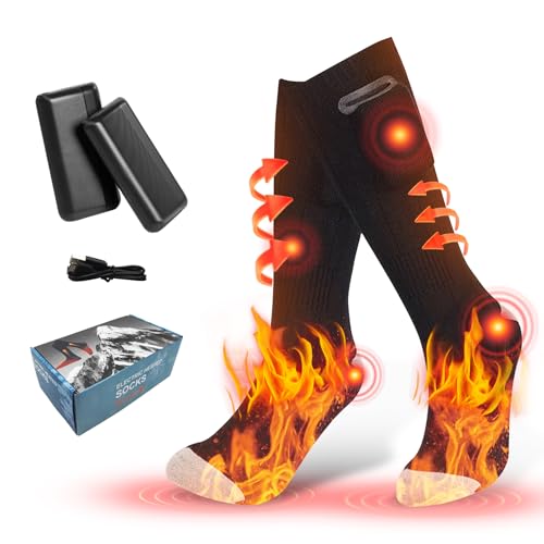 Uppvärmbara strumpor, 2025 nytt 5 000 mAh batteri, elektriskt uppvärmda strumpor för kvinnor och män, uppladdningsbara värmestrumpor, 3 värmenivåer, tvättbara värmestrumpor, fotvärmare för skidåkning