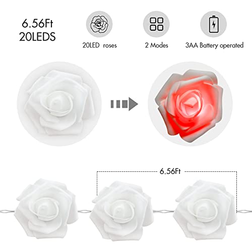 Vipmoon Red Valentine's Day Led Rose Flower String Lights, 6.6Ft 20Led Battery Operated Valentine String Lights For Valentine's Day Wedding Gardens Party Christmas Decoration #TOP1