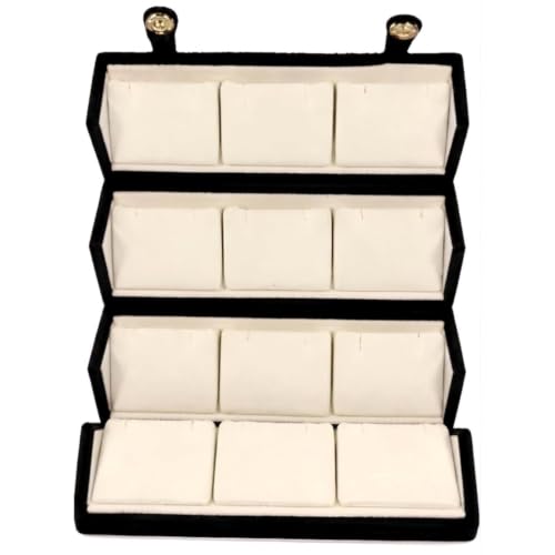 Image of Velvet 12 Pair Earring Organizer Box | Jewelry Storage Folder for Earrings, Studs & Small Jewelry | Foldable Travel Jewelry Case | Black Velvet Display Box for Women & Girls (Pack Of 1) JB53