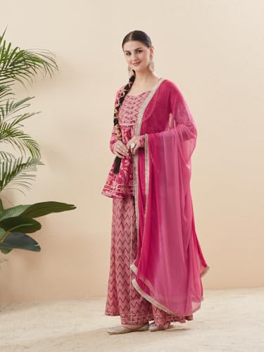 Image of MOKOSH Women's Cotton Printed Peplum Kurta Sharara Set with Dupatta | Ethnic wear| 3 Piece Outfit | Floral Printed | Square Neck