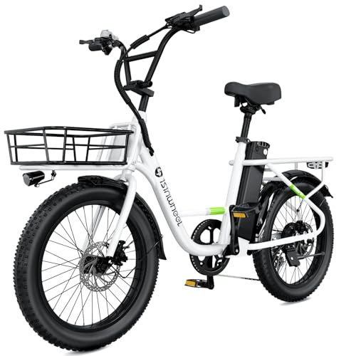 isinwheel U7 Electric Bike for Adults, 20 mph Cargo Ebike 1000W Peak Adult Electric Bicycles, 55 Miles Range E Bike, 48V 10.4Ah Removable Battery, 7 Speed Gearshift, 20" Step Thru Ebikes for