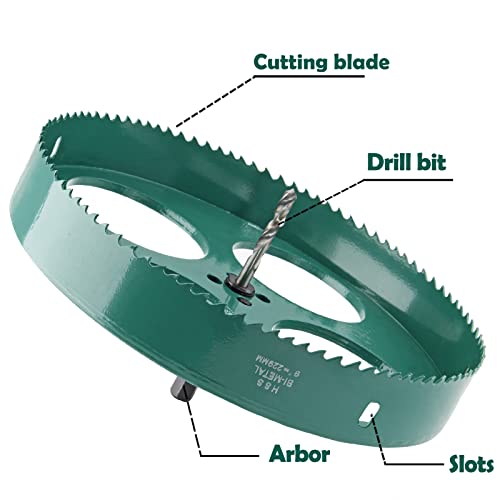 Image of 9 Inch Hole Saw with Heavy Duty Arbor, 229mm Hole Saw HSS Bi-Metal Hole Cutter Smoothly Cutting in Cornhole Boards, Plastic, Wood, Fiberboard, Drywall