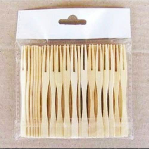 Woodzkraft Wooden Fruit Fork 8 cm (3.1 inches) |Mini Fork |Bamboo Party Forks |Mini Cocktail Pick |Fruit Fork (Pack of 70)