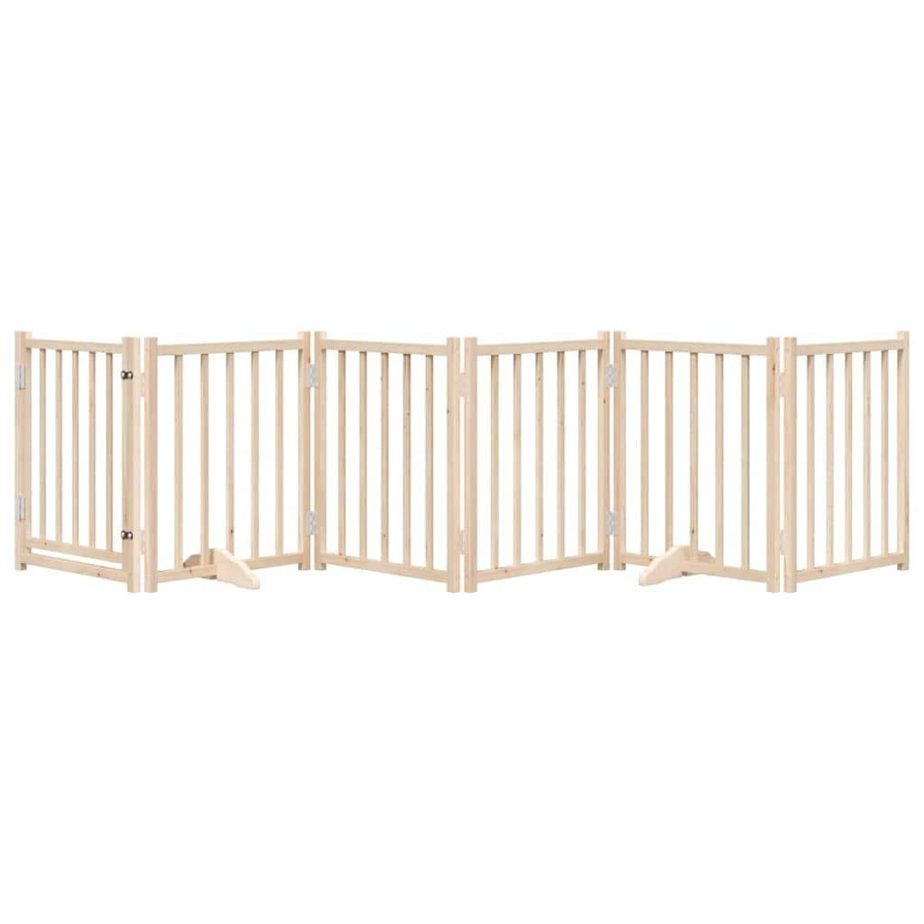 vidaXL Puerta para Perros Plegable 6 Paneles Madera de álamo 300 cm, Puerta para Mascotas, Puerta de Seguridad para Perros, Puerta para Perros de Seguridad