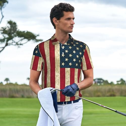 Polo chemises décontractées homme style drapeau américain été - 3