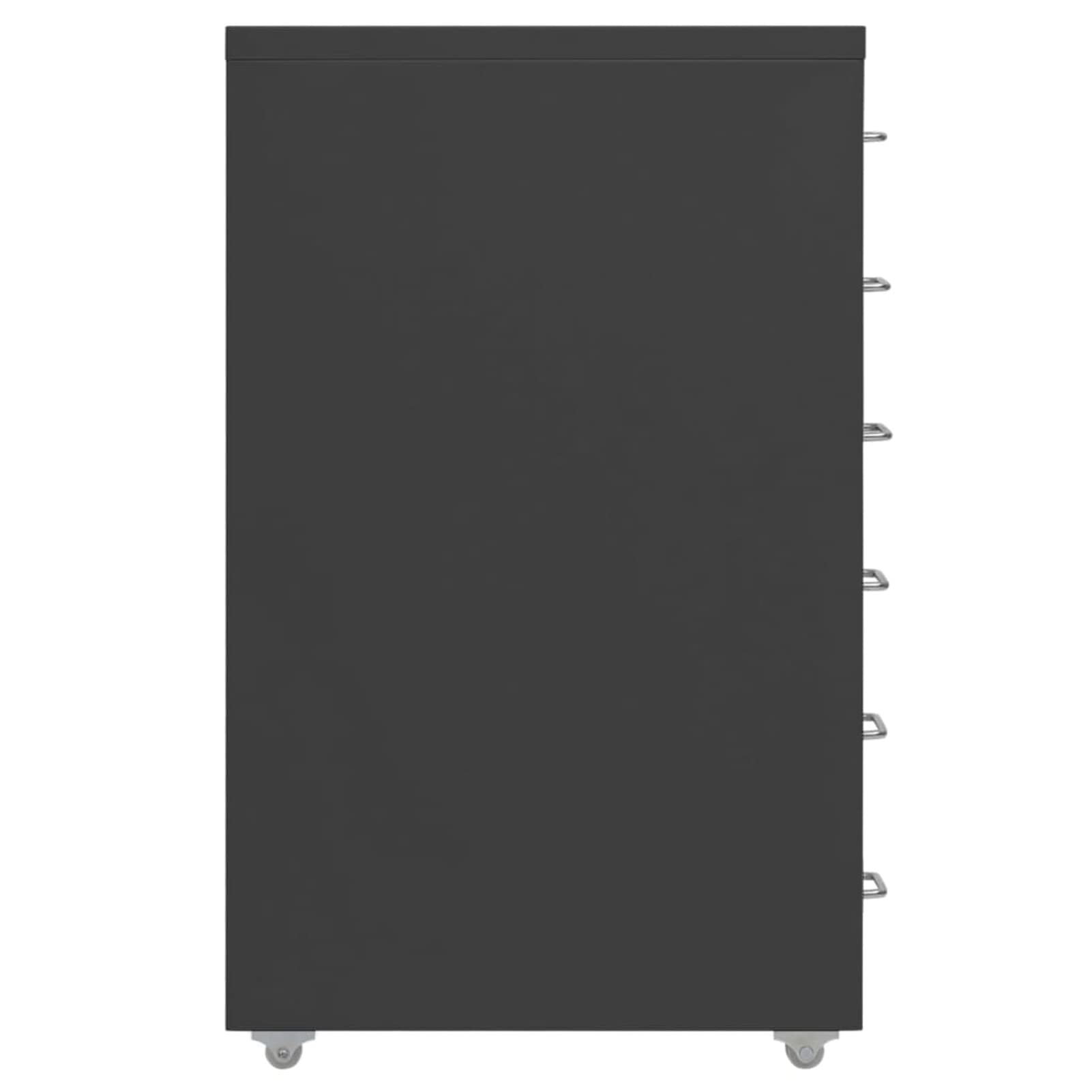 Schedario Mobile Antracite 28x41x69 cm in Metallo,Cassettiera, Mobiletto da Ufficio con Serratura,Regolabile per Cartelle Sospese, Superficie Testurizzata, per Ufficio, Studio