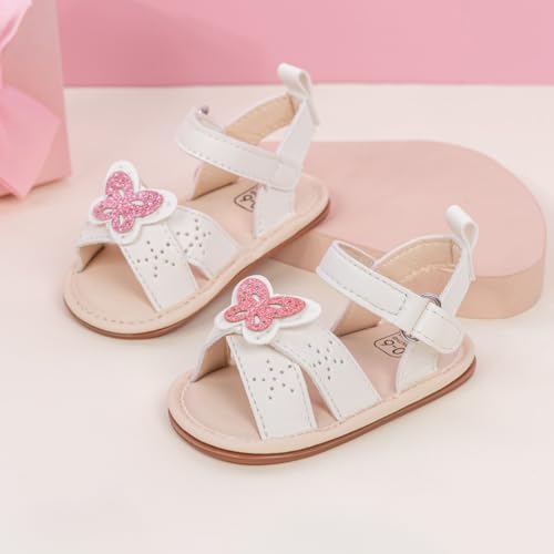 Image of Babelvit Infant Baby Girl Boy Sandals Comfort Premium Summer Outdoor Casual Beach Shoes with Flower Bowknot Anti Slip Rubber Sole Newborn Toddler Prewalker First Walking Shoes