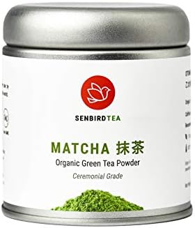 Senbird Organic Ceremonial Matcha - Japanese Powdered Green Tea - From Kyoto, Japan - Ceremonial Tea In Airtight Tea Tin (1oz/30g)