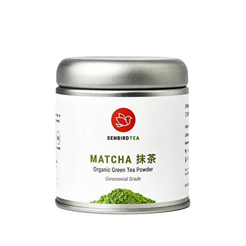 Senbird Organic Ceremonial Matcha Green Tea Powder - Matcha Otome | 30g Japanese Matcha From Kyoto, Japan | Organic Japanese Loose Leaf Green Tea Powder in Airtight Tea Tin