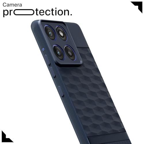 Image of Pikkme Back Cover for Motorola Moto Edge 60 Stylus 5G Soft Grip 3D Hexa Cube Texture Silicone Bumper Case (Blue)