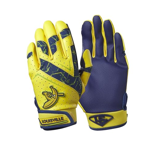 Louisville Slugger Savannah Bananas Youth V2 Schlaghandschuhe, Gelb/Marineblau, Größe M