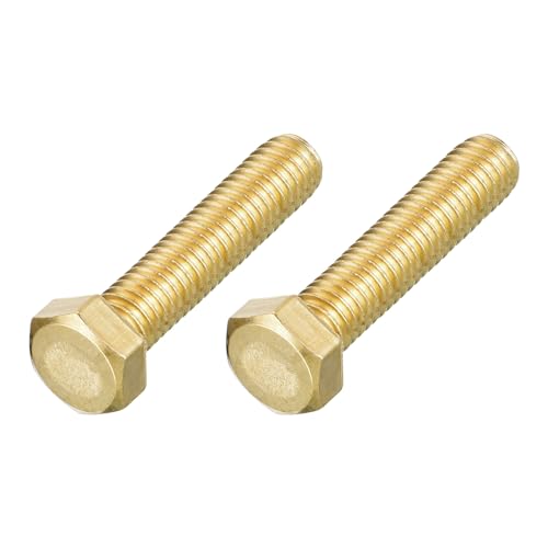Image of METALLIXITY Hex Head Screw Bolt (3 /8-16x1-3 /4) 2Pcs, Brass Fully Threaded Solid Brass Hex Bolts Machine Screws - for Machinery Repair