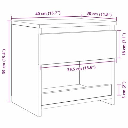 Table de chevet noire aspect chêne 40x30 cm avec tiroir chic pour la chambre - 3
