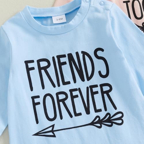 Newborn Baby Twins Matching Outfits Baby Girl Boy Born Together Friend Forever Romper Jumpsuit Bodysuit Fall Clothes4