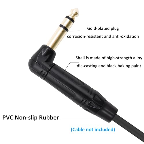 Conector de Audio Estéreo TRS 6.35mm Ángulo Recto 2 Piezas miniatura 5