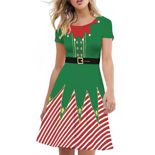Image of AFPANQZ Womens Casual Summer Lightweight Vintage Dress Short Sleeve Midi Dress Knee-Long Luxury Formal Dress
