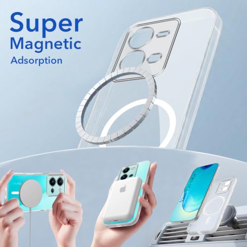 Image of Jkobi Lifetime Anti-Yellow MagSafe Compatible Clear Back Cover Case for Vivo V25 5G (Sleek Hard Crystal | Shockproof and Camera Protection)