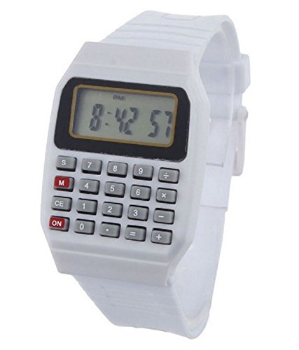 Pappi Haunt Quality Assured Unisex Silicone Smart White Calculator Digital Led Wrist Watch for Boys, Girls, Kids (B01LX7BELX) Amazon Price History, Amazon Price Tracker