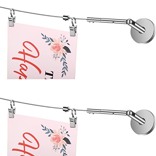 Lot de 2 barres de rideau de 5 m avec 48 clips réglables pour tapisserie, photos d'enfants, loisirs créatifs, décoration murale, fenêtre Cover