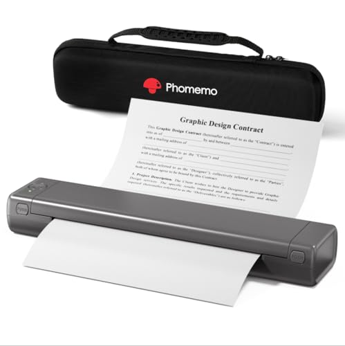 Image of Phomemo M08F Pro Portable Printers Wireless Travel, [Upgrade] Portable Thermal Printers Support 8.5 inch X 11 inch US Letter, Inkless Bluetooth Printer Compatible with iOS, Android, PC, Printer with Case