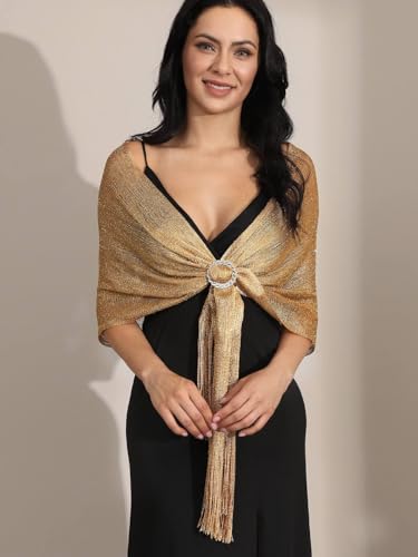 Aukmla Shawls and Wraps for Evening Dresses Party Scarf with Crystal Buckle Weddings Accessories for Bride and Bridesmaids2