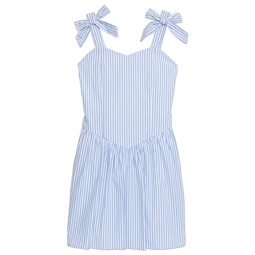 Speechless Girls' Striped Cotton Skater Dress with Bow Shoulders2