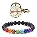 ZHSH Portachiavi con costellazione vintage unico con 1 braccialetto in pietra lavica da 8 mm con 7 chakra (A11-Tiratori)