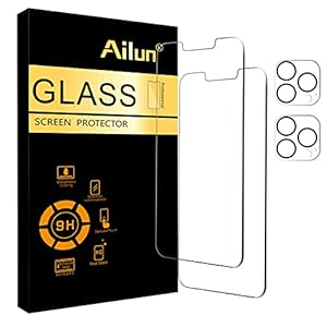 Ailun 2 Pack Screen Protector for iPhone 13 Pro Max [6.7 inch] Display 2021 with 2 Pack Tempered Glass Camera Lens Protector, [9H Hardness]-HD Case Friendly