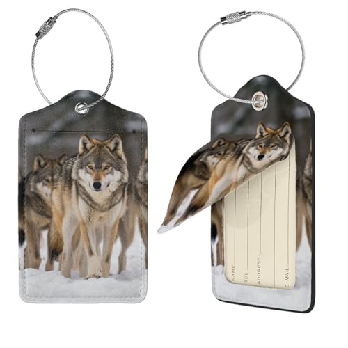 Étiquettes de bagage Wolves avec dos intégral pour protéger vos données de valise