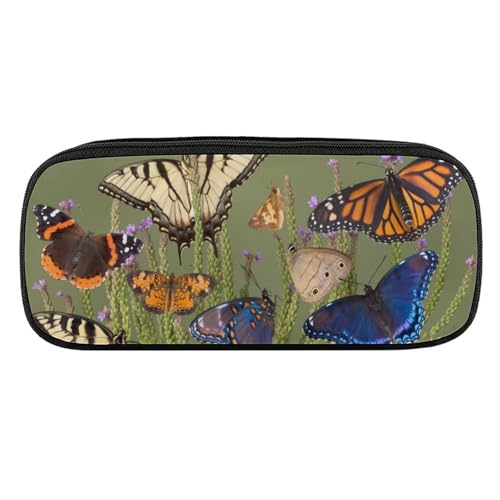 ペンケース 筆箱 大容量 軽量 蝶 蝶々 ちょうちょ 自然 森 筆入れ ふでばこ ペンポーチ 多機能 コンパクト シンプル おしゃれ 中小学生 高校生 女の子 男の子