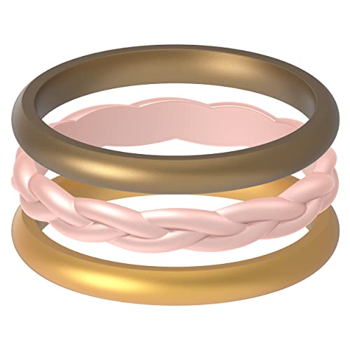 Opiniones y reviews de Silicona precio del mes. 34 ThunderFit - Alianzas de boda de silicona para mujer, paquete de anillos apilables (juego de 3) - Diseños únicos, 5.5 - 6 (16.5mm), Silicona, Sin piedras preciosas