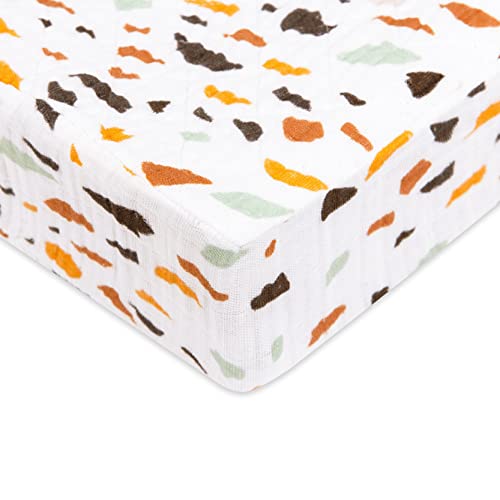Image of Babyletto 100% Quilted Organic Cotton Changing Pad Cover, GOTS-Certified, Fitted 360°, Ultra-Soft and Breathable Muslin - Terrazzo