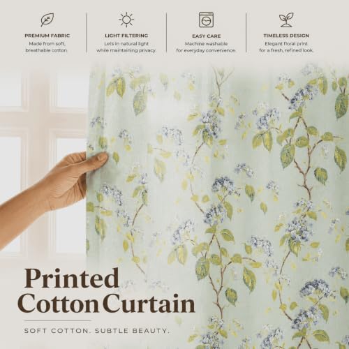 Image of Clasiko Cotton Sheer Curtain Set of 2 | 54x60 Inches /5 Feet | Linen Texture | Sage Dew | 40% Light Filtering | 54x60 Inches | Printed Window Curtain for Living Room, Bedroom