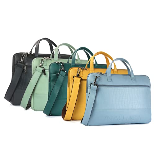Image of Nautica Padded Laptop Sleeve Stylish Leatherette Bag | Waterproof Protective Cover with Handle & Detachable Sling Strap | Compact and Comfortable for Travelling | Suitable up to 15.6 Inch Laptop