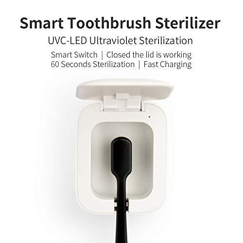 La roskey UV Toothbrush Sanitizer - Portable Toothbrush Holder Case Wall Mount or Countertop for Travel and Home, USB Rechargeable Toothbrush Cleaner Organizer with Ultraviolet Light (Single+White)