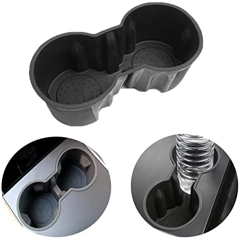 Cup Holder Insert Fit for 2021 2022 Tesla Model 3 Model Y, Center Console Cup Holder, Slot Slip Limit Clip Center Console Cup Holder for New Console. (Black ) Cover