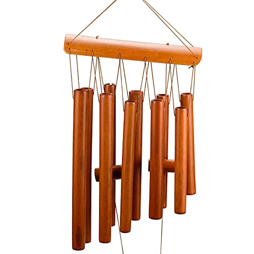 Image of Wind Chimes, Handmade Bamboo Wind Chimes, Classic Style, Wood Wind Chime, Large Deep Tone Wind Bells, with Natural Relaxing Soothing Sound, Indoor Outdoor Wooden, for Garden and Home Decoration