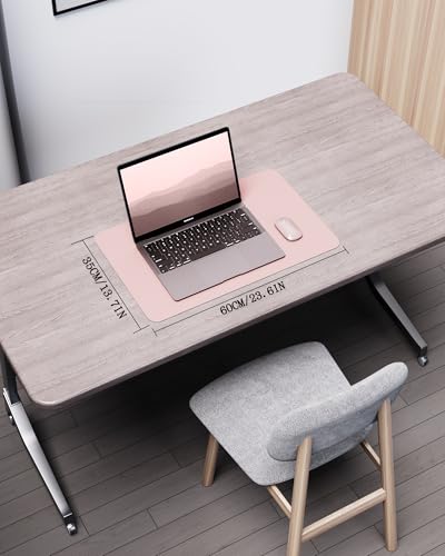 Image of YSAGi Double-Sided Desk Mat, Leather & Eco Cork, Large Mouse Pad & Writing Pad, Waterproof Blotter, 23.6 inchx13.7 inch, Pink+Cork