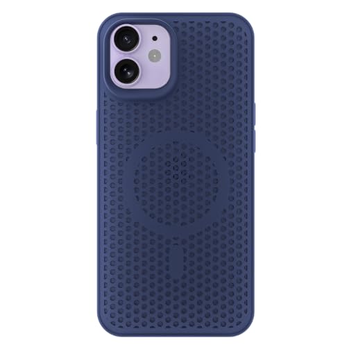 Image of Pikkme Back Cover for iPhone 12 /12 Pro | Honeycomb Cooling Design | Silicone Heat Dissipation | Mag-Safe Compatible | Shockproof Camera Protection Bumper Case (Blue)
