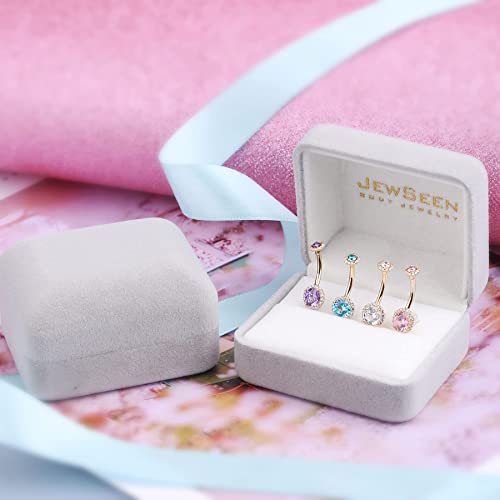 Jewseen 14K Gold Belly Button Ring Sparkling Cz Navel Rings Belly Bar Navel Piercing Body Jewelry Mother's Day Gift #TOP4