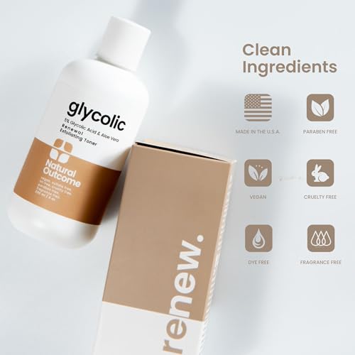 Natural Outcome Glycolic Acid Toner 5% for Face | Gentle Exfoliating Toner - with Aloe Vera & Quinoa