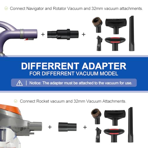 Image of LANMU 1 1 /4 inch Vacuum Attachments Compatible with Shark Navigator Lift-Away NV360 NV352 NV356E, NV501 & Rocket HV301 HV322 Vacuum, Accessories Kit with Adapter for Home, Car Interior Cleaning