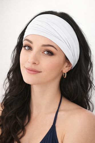 Fascia per Capelli Donna – Fascia Turbante Elasticizzata in Tessuto Cotone Morbido, Antiscivolo ed Elegante – Ideale per Sport, Trucco, Skincare, Yoga o Uso Quotidiano. 2 Fascie a confezione.