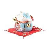 MAJONMMERD Lucky Cat Spartopf aus Keramik, 11,4 cm, Hochtemperaturgebrannter Münzhalter, Schreibtischdekoration mit Geldzugang für die Geschäftseröffnung Im Home Office (Blue)